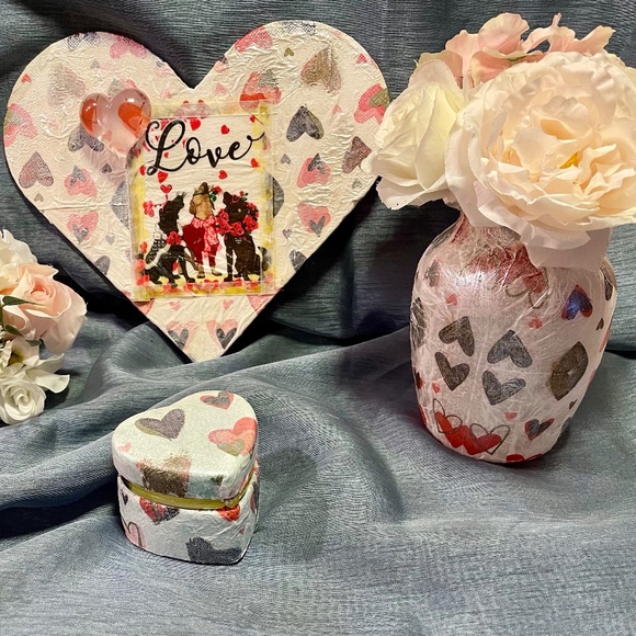 Other - Valentine’s Vase,  Wall Sign, Keepsake Box Bundle, Love Gift, Heart Theme Bundle